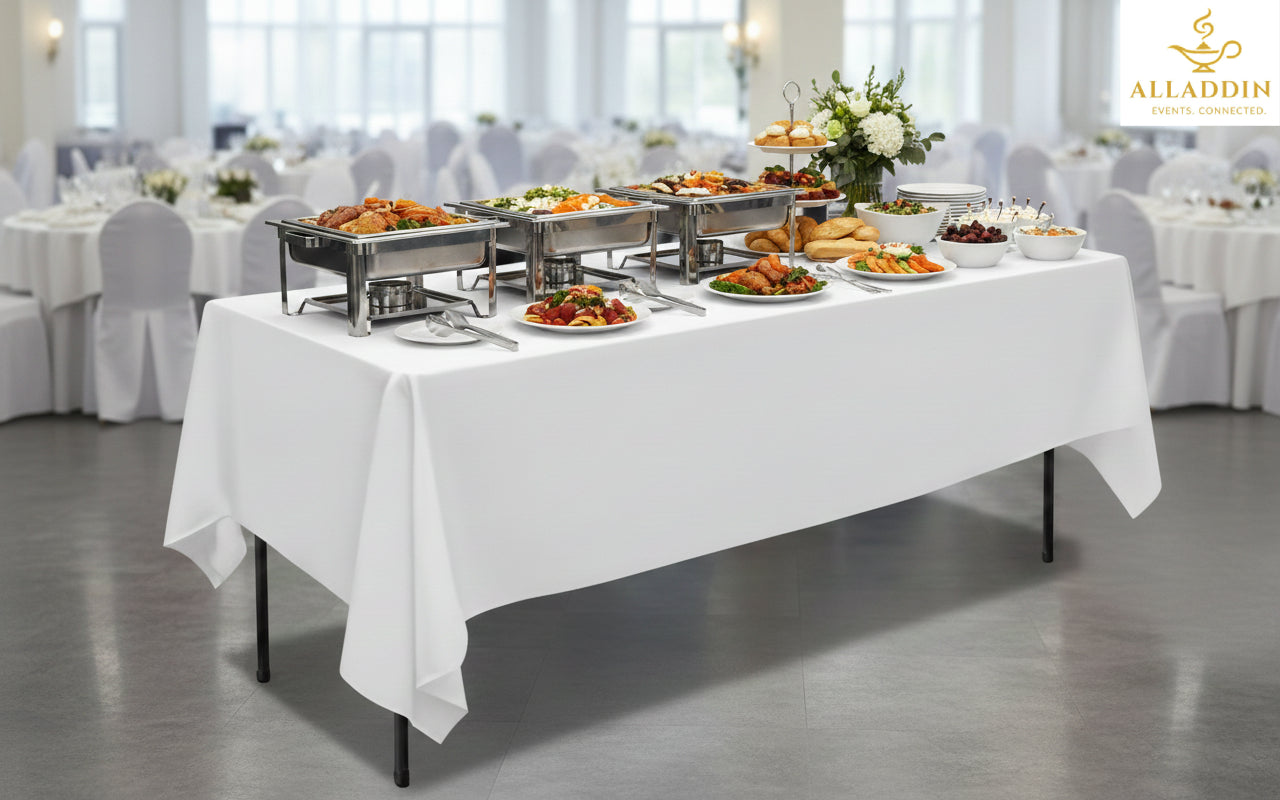 Buffet Table with White Cover