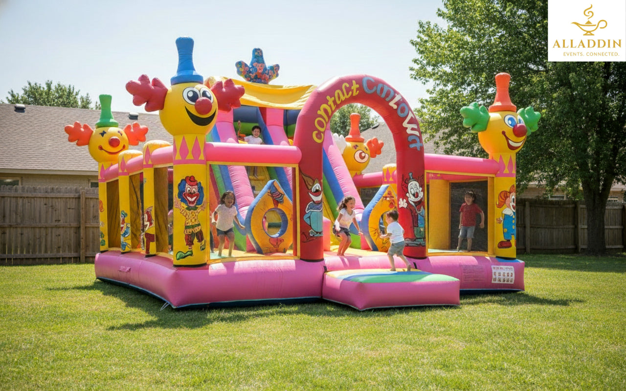 Clown-Themed Combo Bouncy Castle