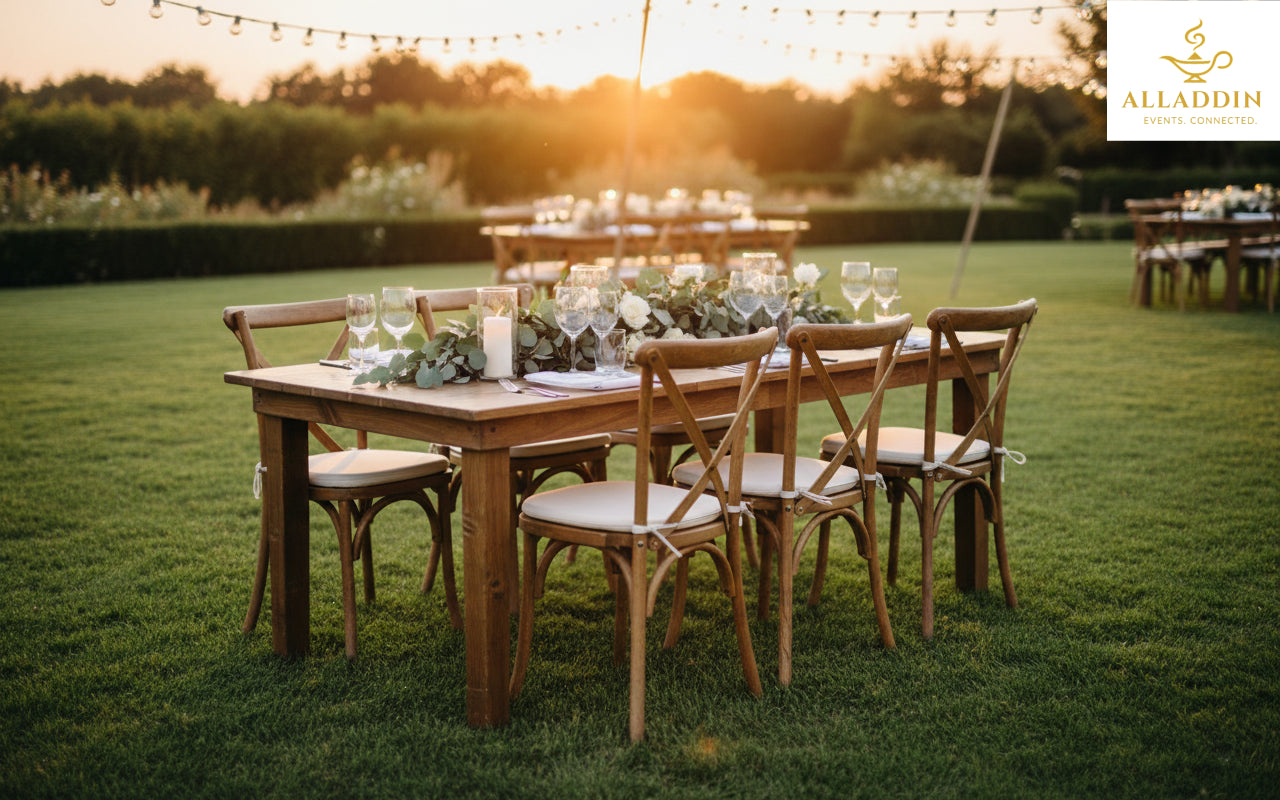 Cross Back Chair with Wooden Table Package