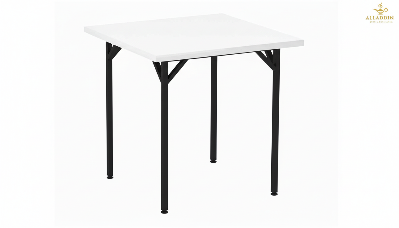 Foldable Square Table with White Cover