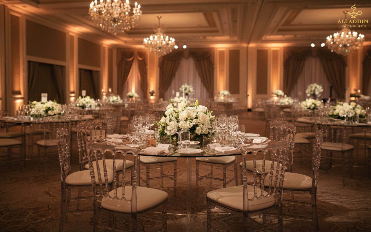 Glass Table with Acrylic Base