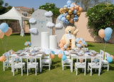 Peach & Blue Teddy Bear Gold Celebration