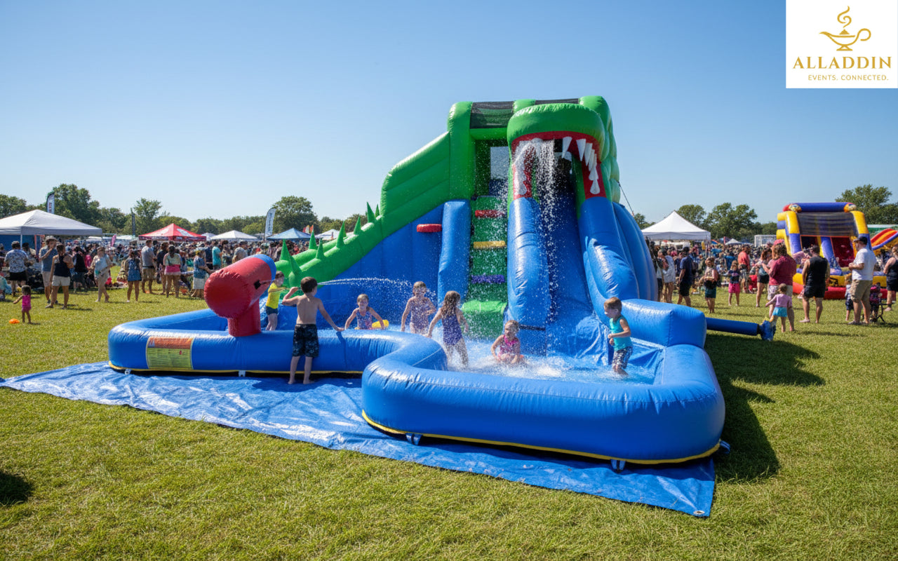 Green and Blue Crocodile Water Slide