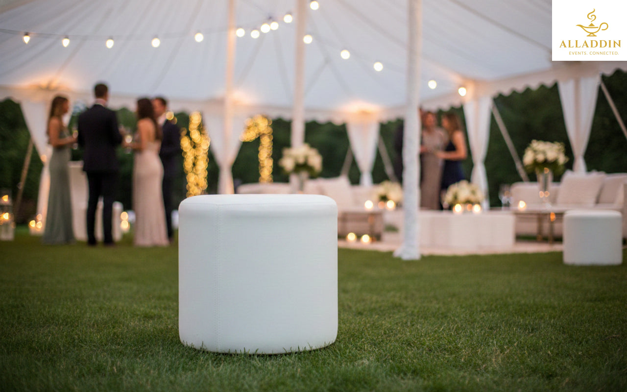 Roma Round Pouffe - White