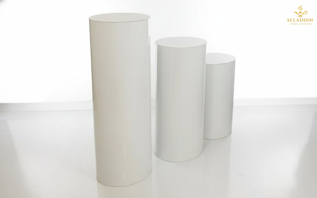 White Colour Plinth Cake Table – Set of 3