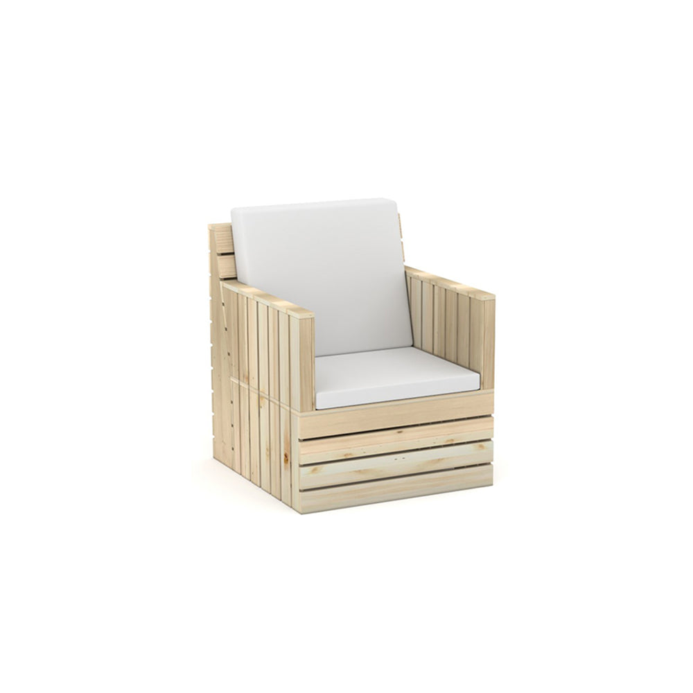 Natural Woody Sofa One Seater - White