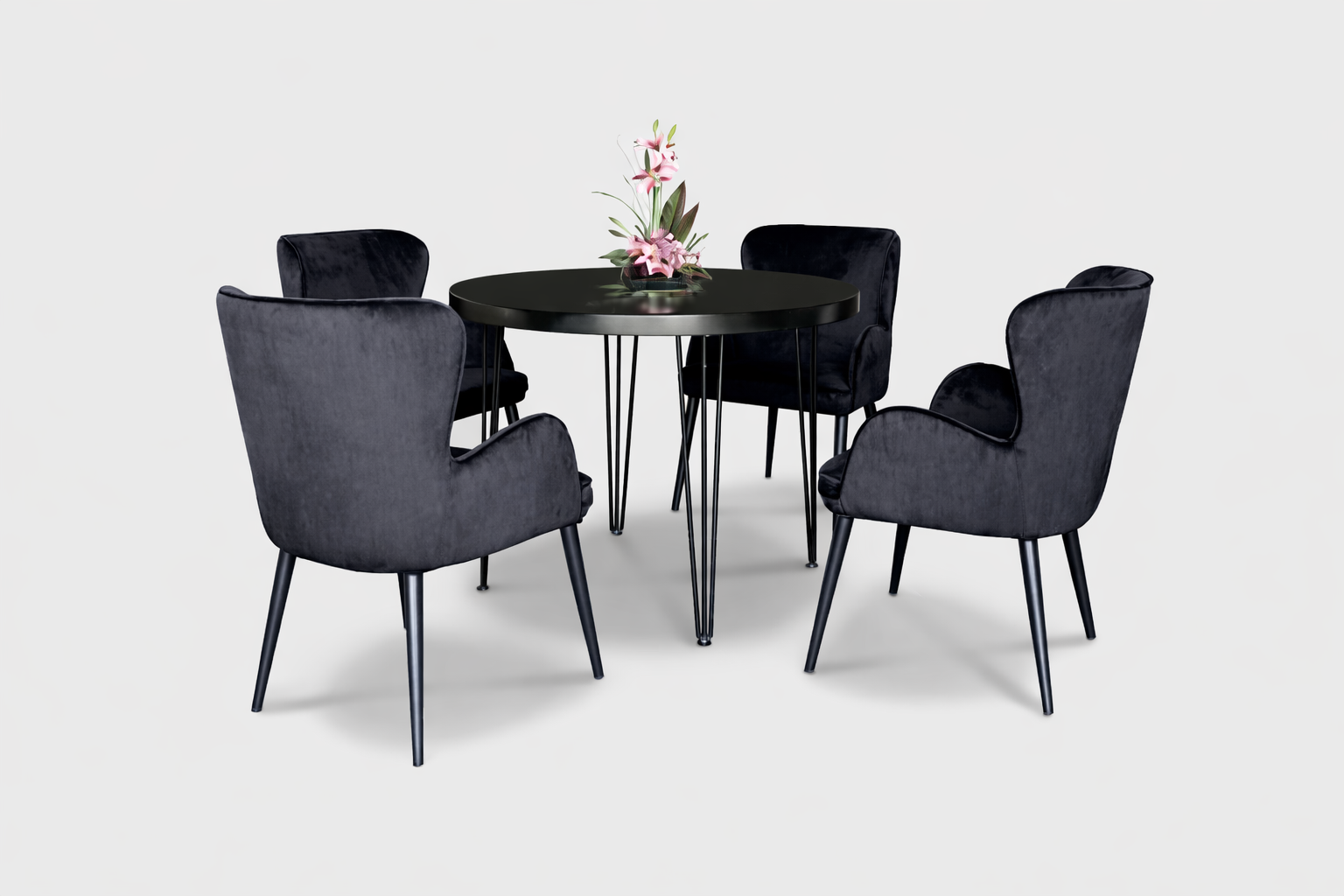 Addison Black Velvet Armchair
