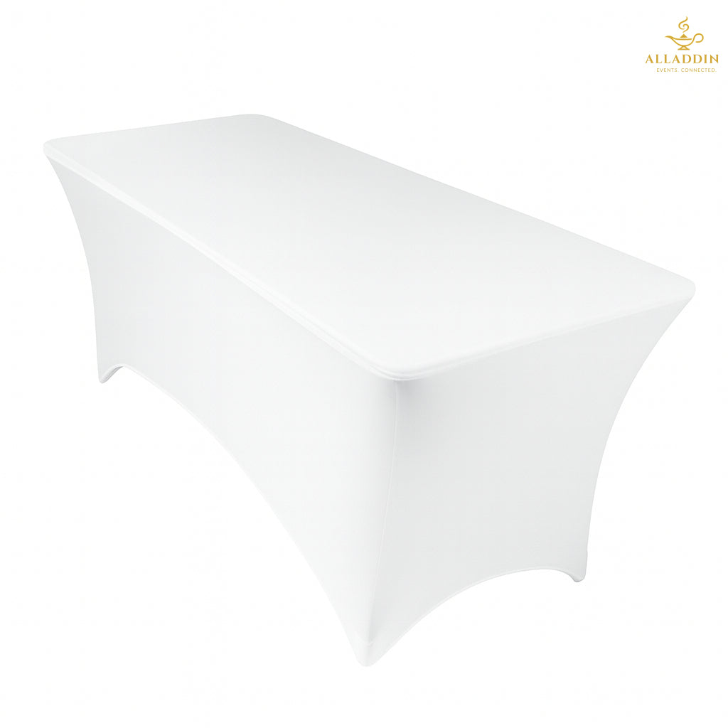 Buffet Table with White Stretch Cover