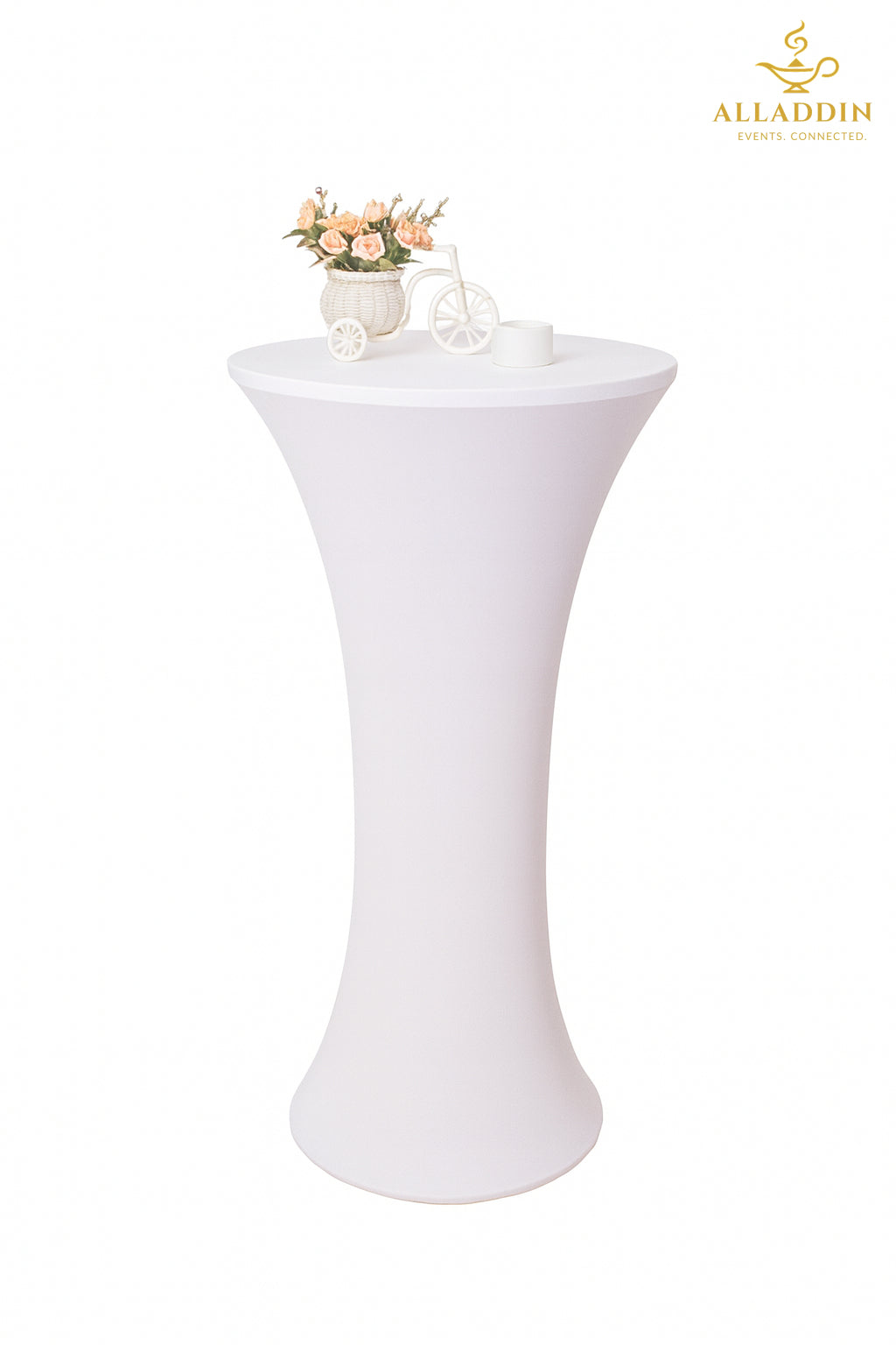 Cocktail Table with White Stretch Cover