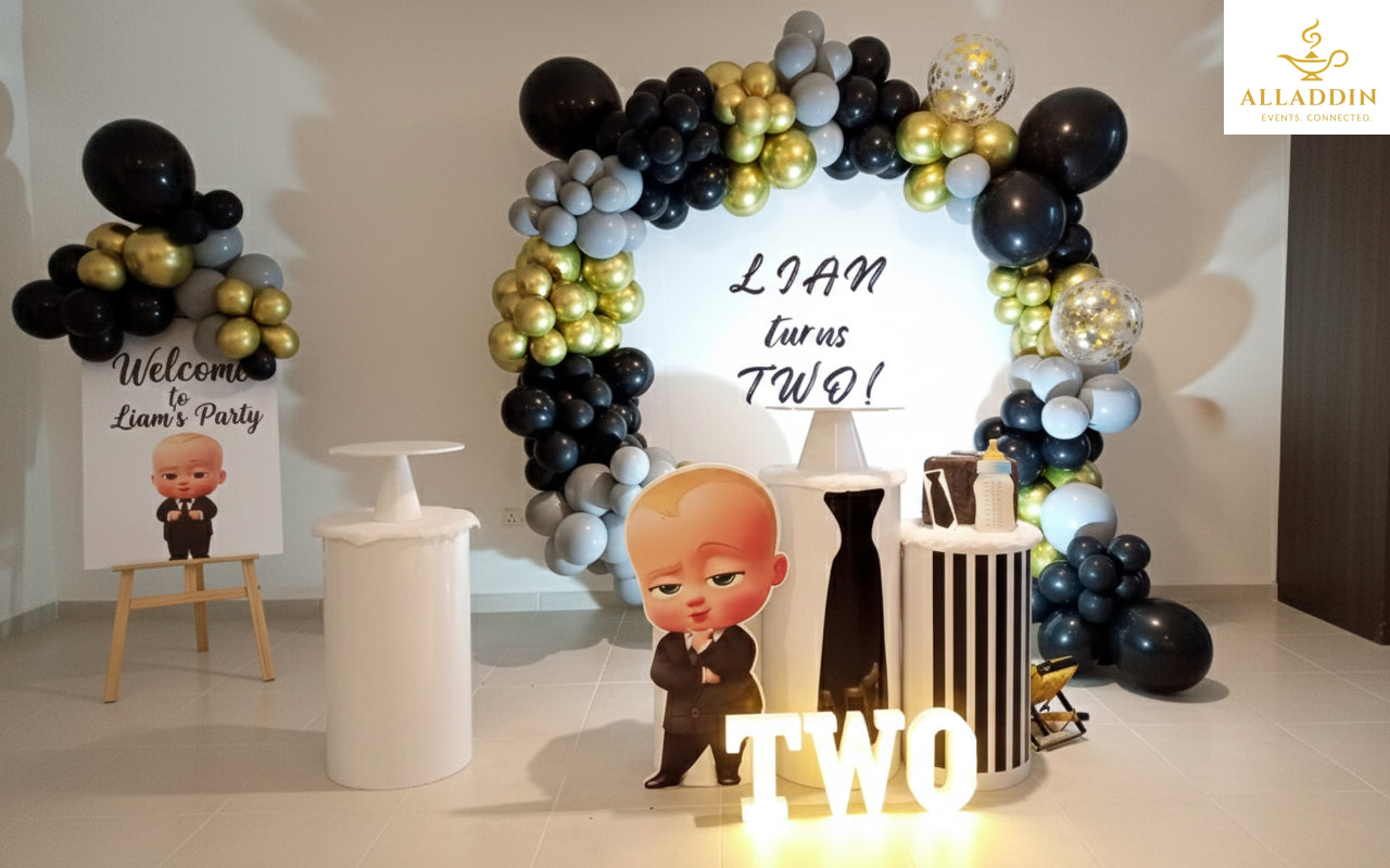 Grey Boss Baby–Themed Decor