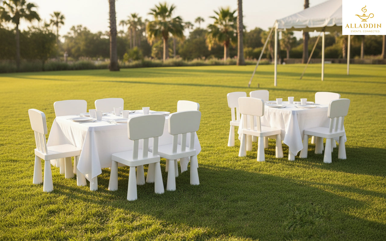 Kids Table and Chairs White for 10 Kids