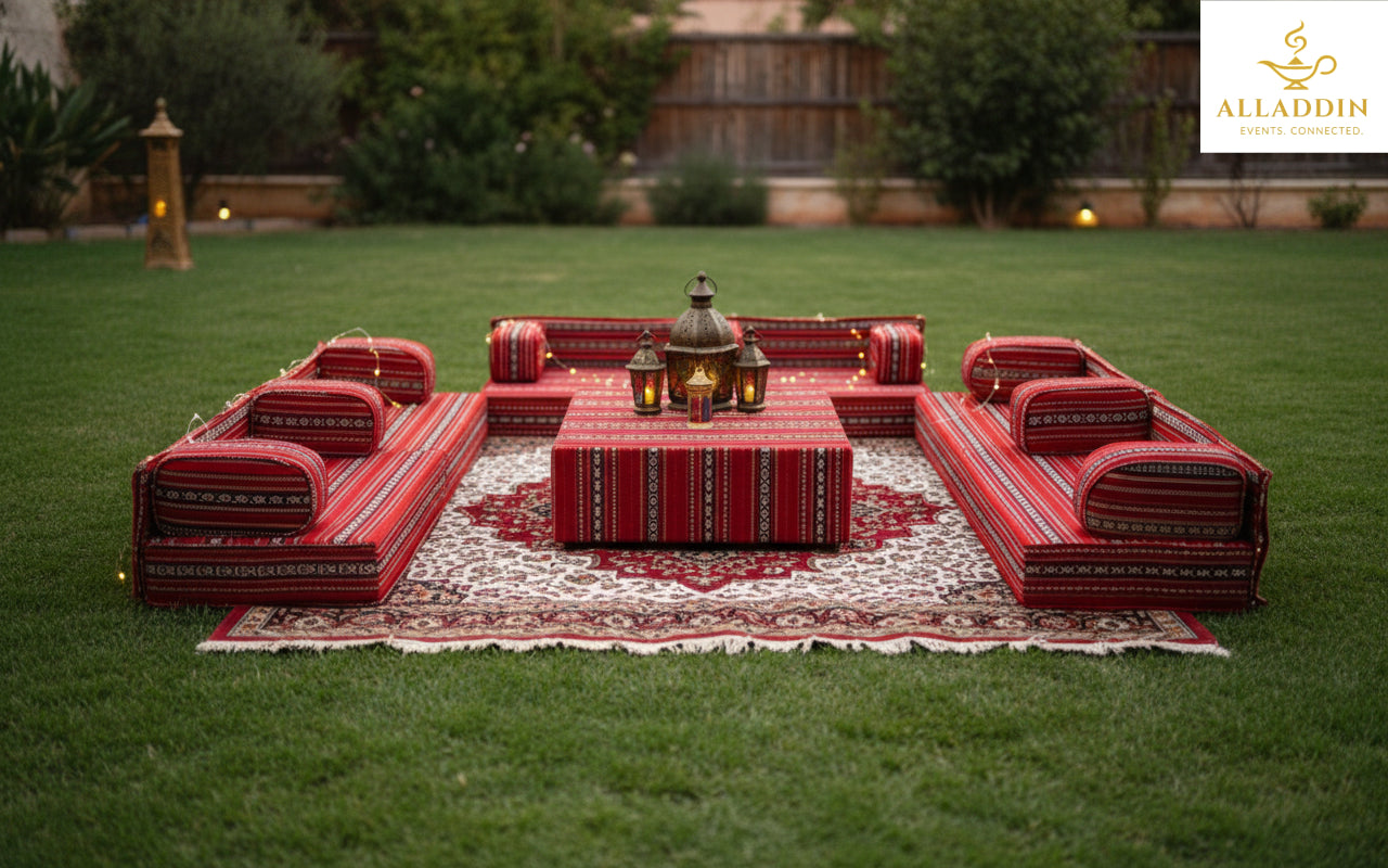 Traditional Low-Seat Arabic Majlis Setup
