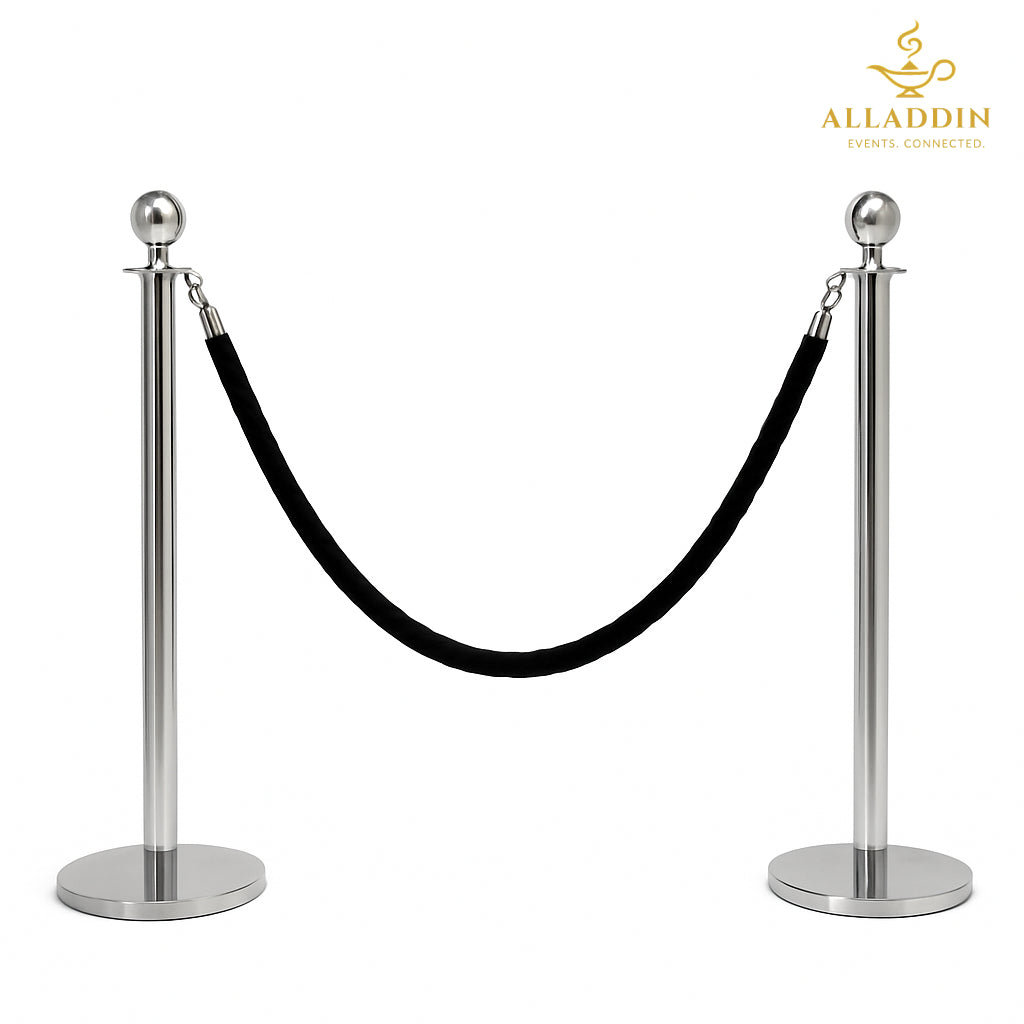 Silver Pole with Black Rope