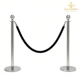 Silver Pole with Black Rope