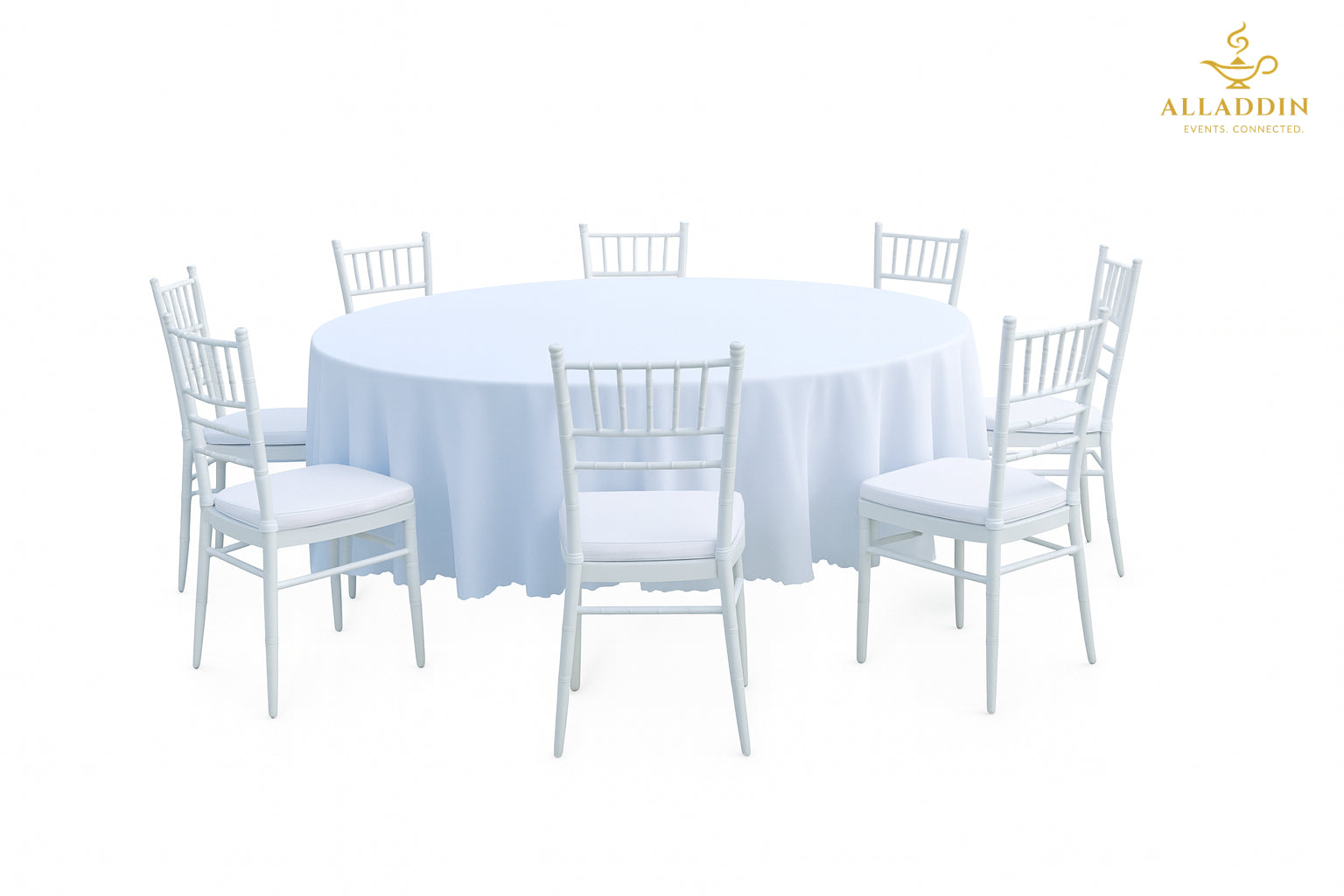 White Chiavari Package in Round Seating