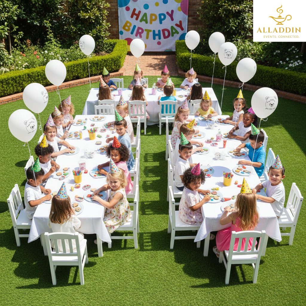 Wooden Tables and Wooden Chairs for 20 Kids