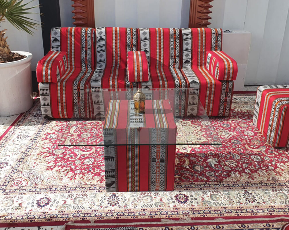 Arabic Cube Table With Glass Top